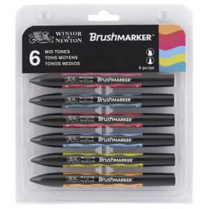 Zestaw Brushmarkerów Winsor&Newton, 6szt Mid Tones